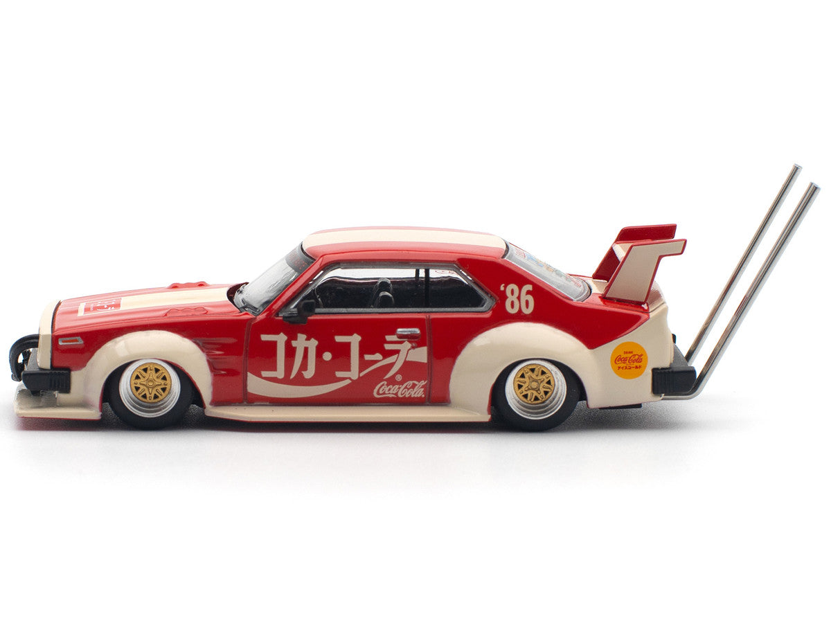 Skyline GT-R V8 Drift "Hakosuka" RHD (Right Hand Drive) "Coca-Cola (Japan)" Red and Cream 1/64 Diecast Model Car by Pop Race-1