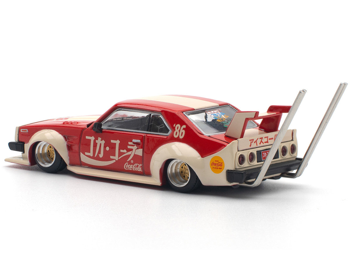 Skyline GT-R V8 Drift "Hakosuka" RHD (Right Hand Drive) "Coca-Cola (Japan)" Red and Cream 1/64 Diecast Model Car by Pop Race-2