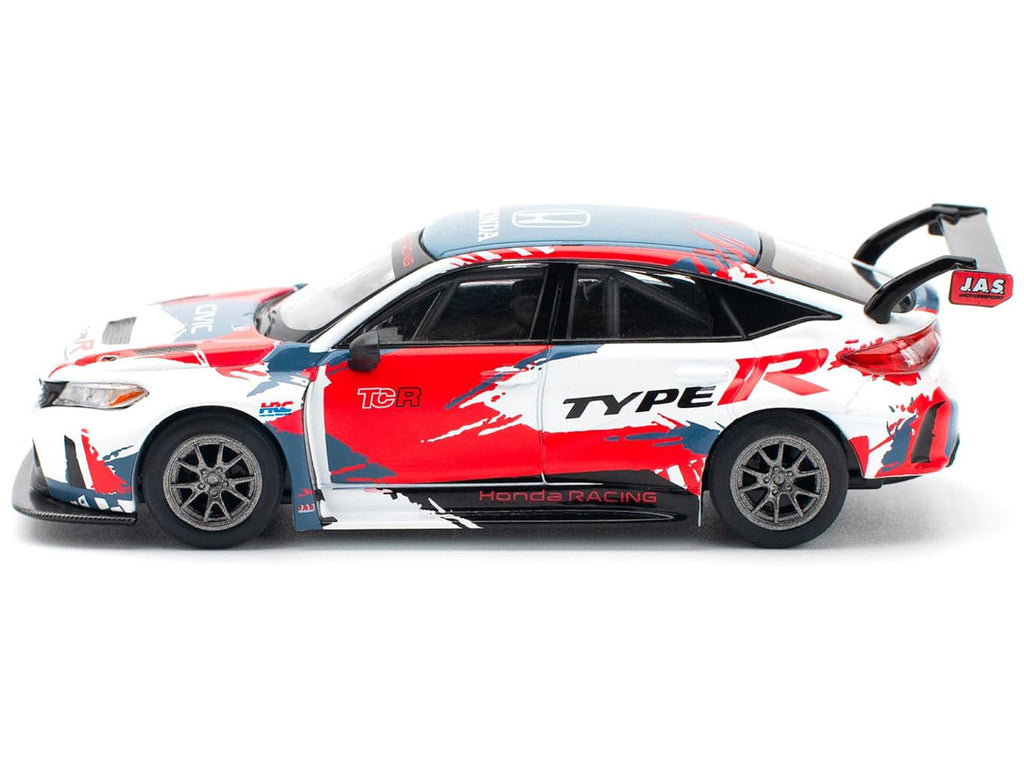 Honda Civic Type R TCR "Presentation" White with Graphics 1/64 Diecast Model Car by Pop Race-0