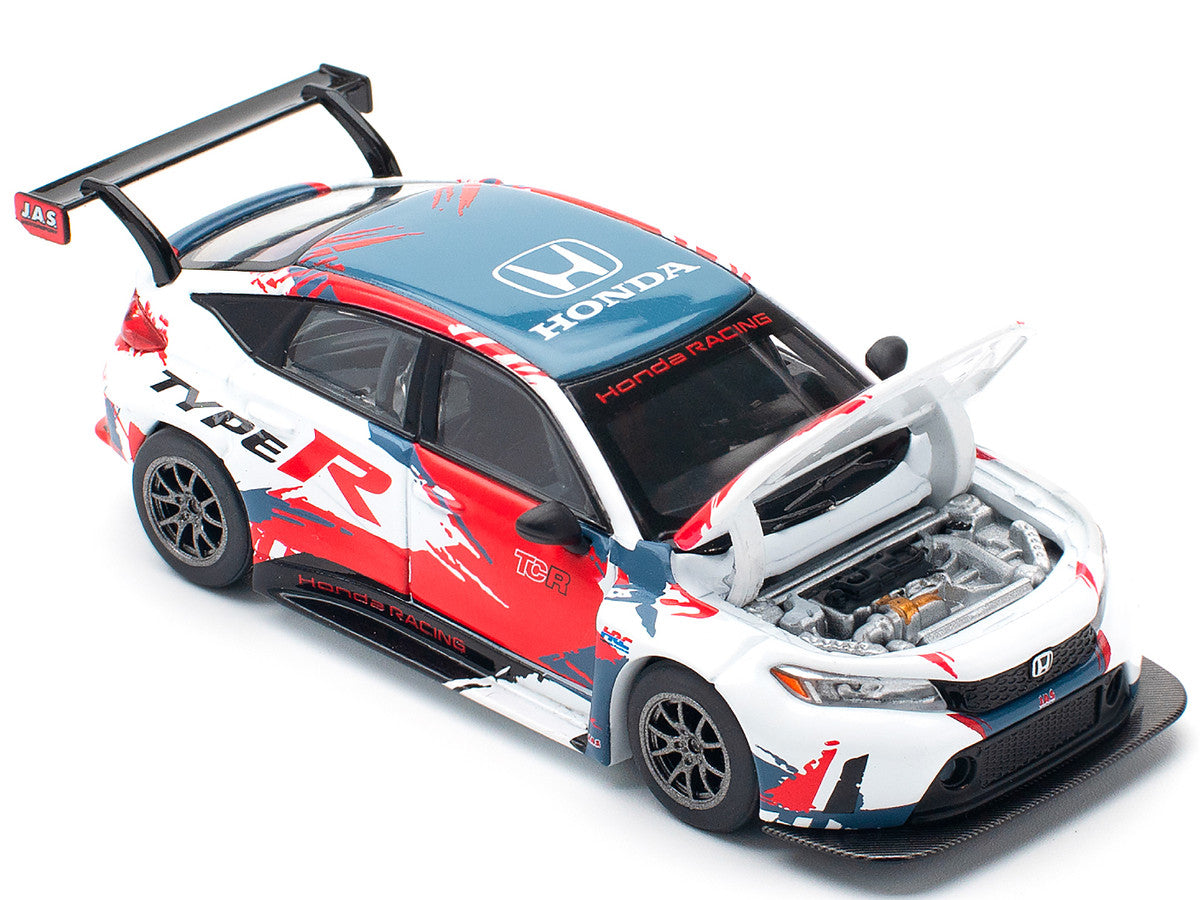 Honda Civic Type R TCR "Presentation" White with Graphics 1/64 Diecast Model Car by Pop Race-3