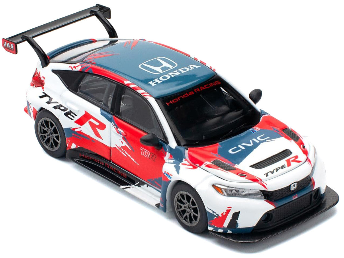Honda Civic Type R TCR "Presentation" White with Graphics 1/64 Diecast Model Car by Pop Race-2