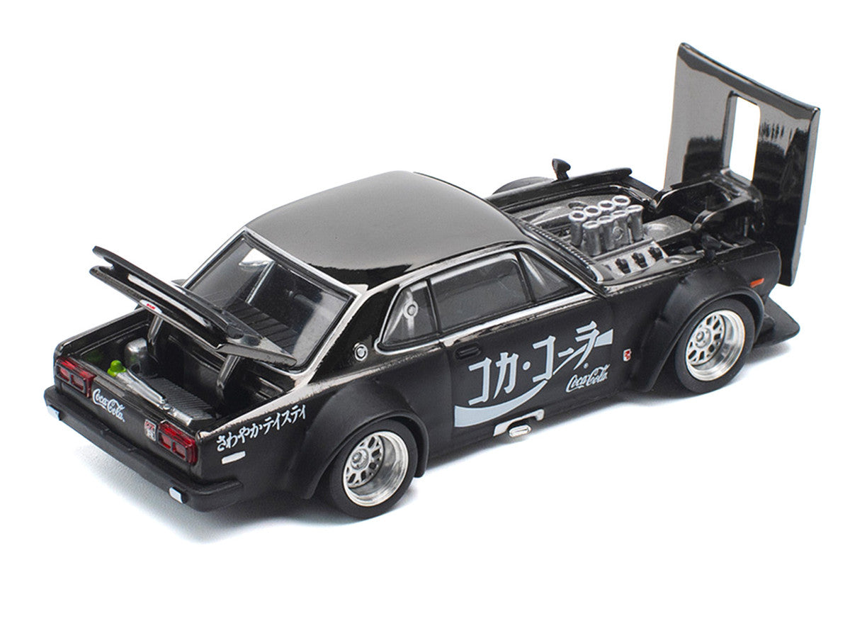 Skyline GT-R V8 Drift "Hakosuka" RHD (Right Hand Drive) "Coca-Cola" Black 1/64 Diecast Model Car by Pop Race-1