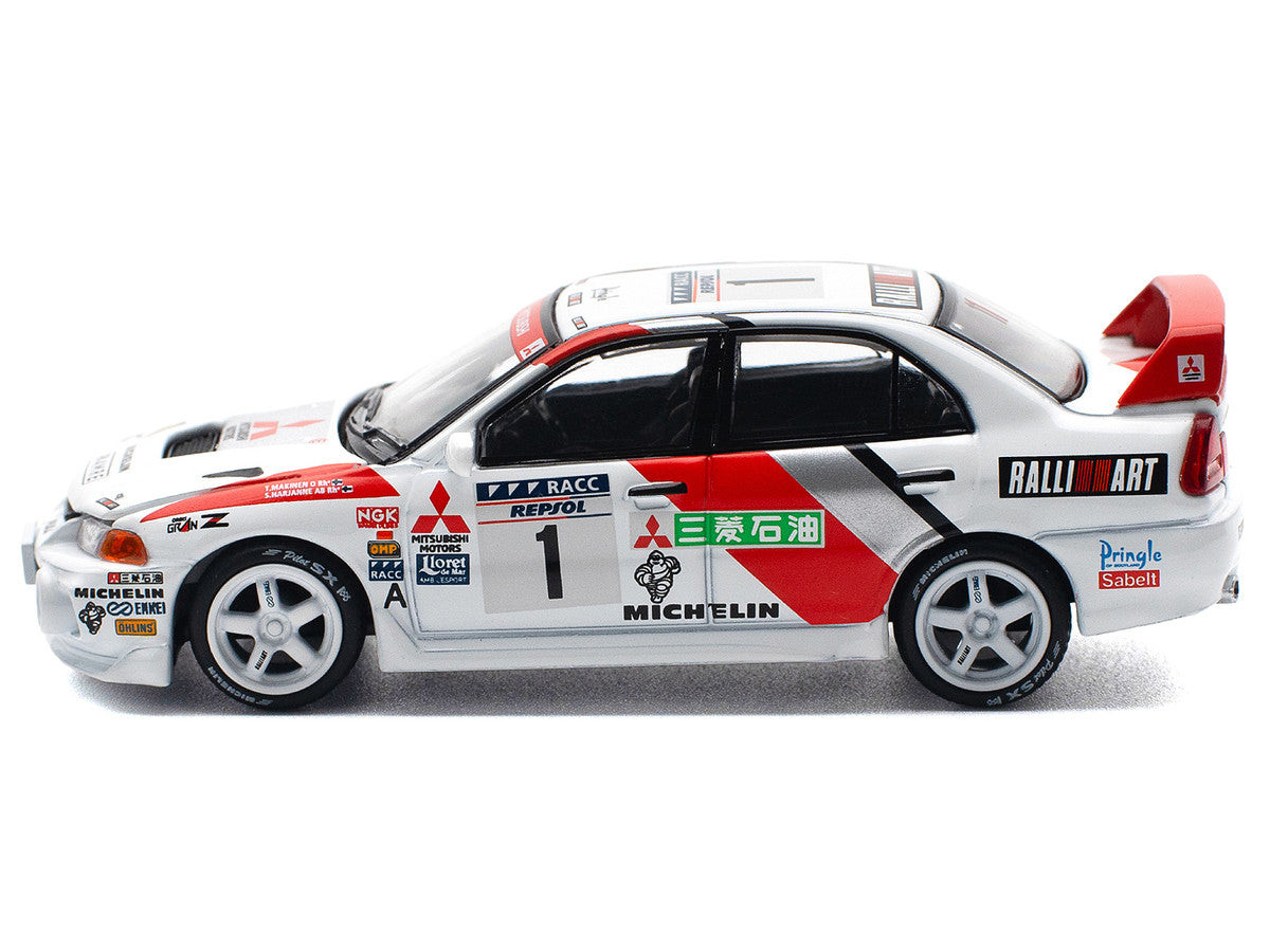Mitsubishi Lancer Evolution IV RHD (Right Hand Drive) #1 Tommi Makinen - Seppo Harjanne Winner "Rally de Catalunya" (1997) 1/64 Diecast Model Car by Pop Race-2