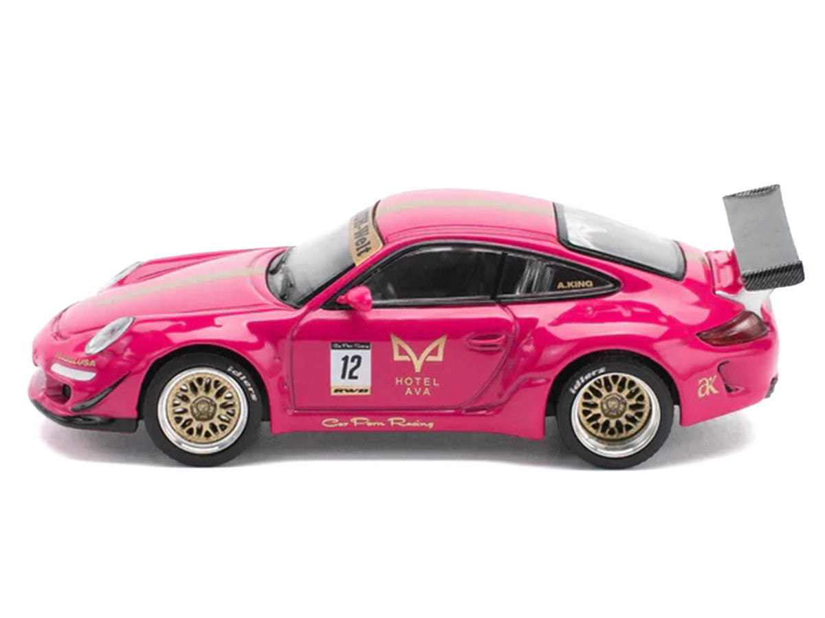 RWB 997 #12 "Hotel Ava" Pink Metallic 1/64 Diecast Model Car by Pop Race-0