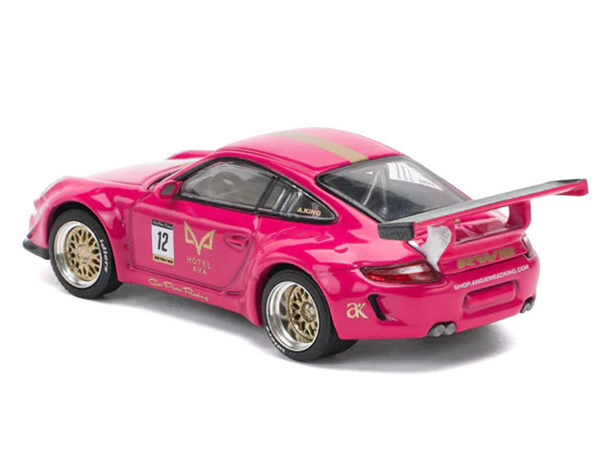 RWB 997 #12 "Hotel Ava" Pink Metallic 1/64 Diecast Model Car by Pop Race-2