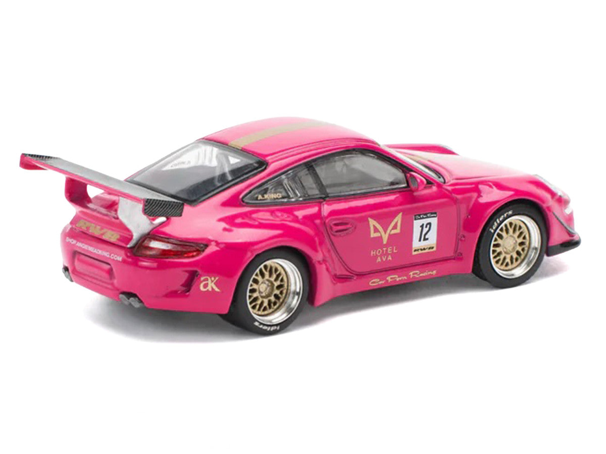 RWB 997 #12 "Hotel Ava" Pink Metallic 1/64 Diecast Model Car by Pop Race-1