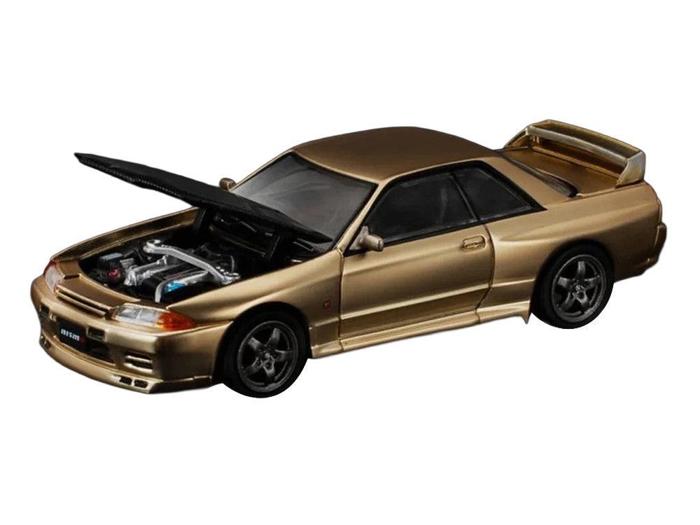 Skyline GT-R R32 RHD (Right Hand Drive) Chrome Gold with Carbon Hood "Tokyo Auto Salon 2025" 1/64 Diecast Model Car by Pop Race-1