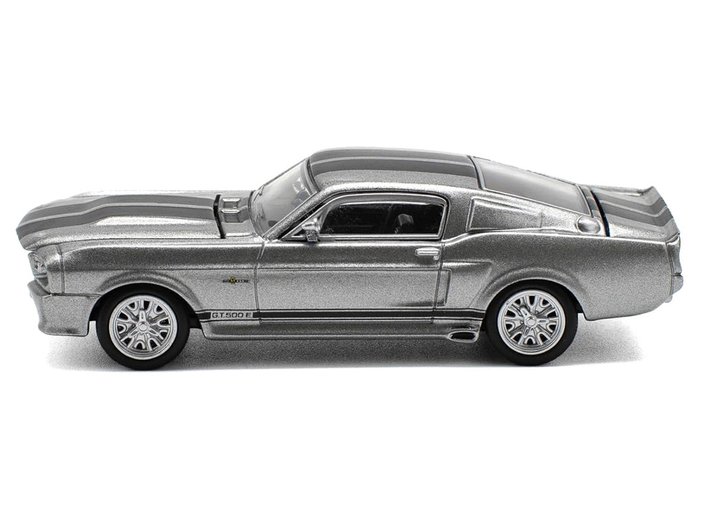 Shelby Mustang GT500 Gray Metallic with Black Stripes 1/64 Diecast Model Car by Pop Race-3