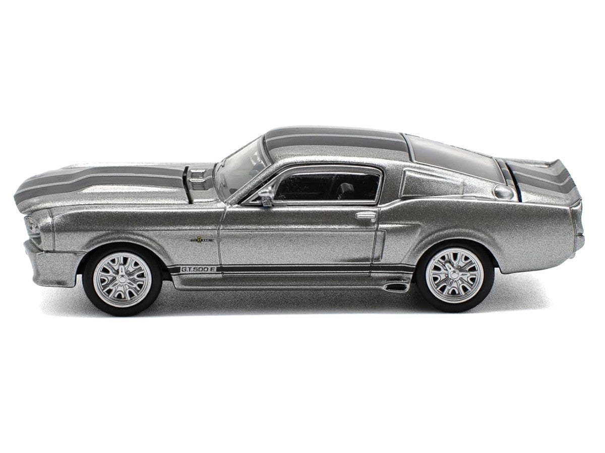 Shelby Mustang GT500 Gray Metallic with Black Stripes 1/64 Diecast Model Car by Pop Race-3