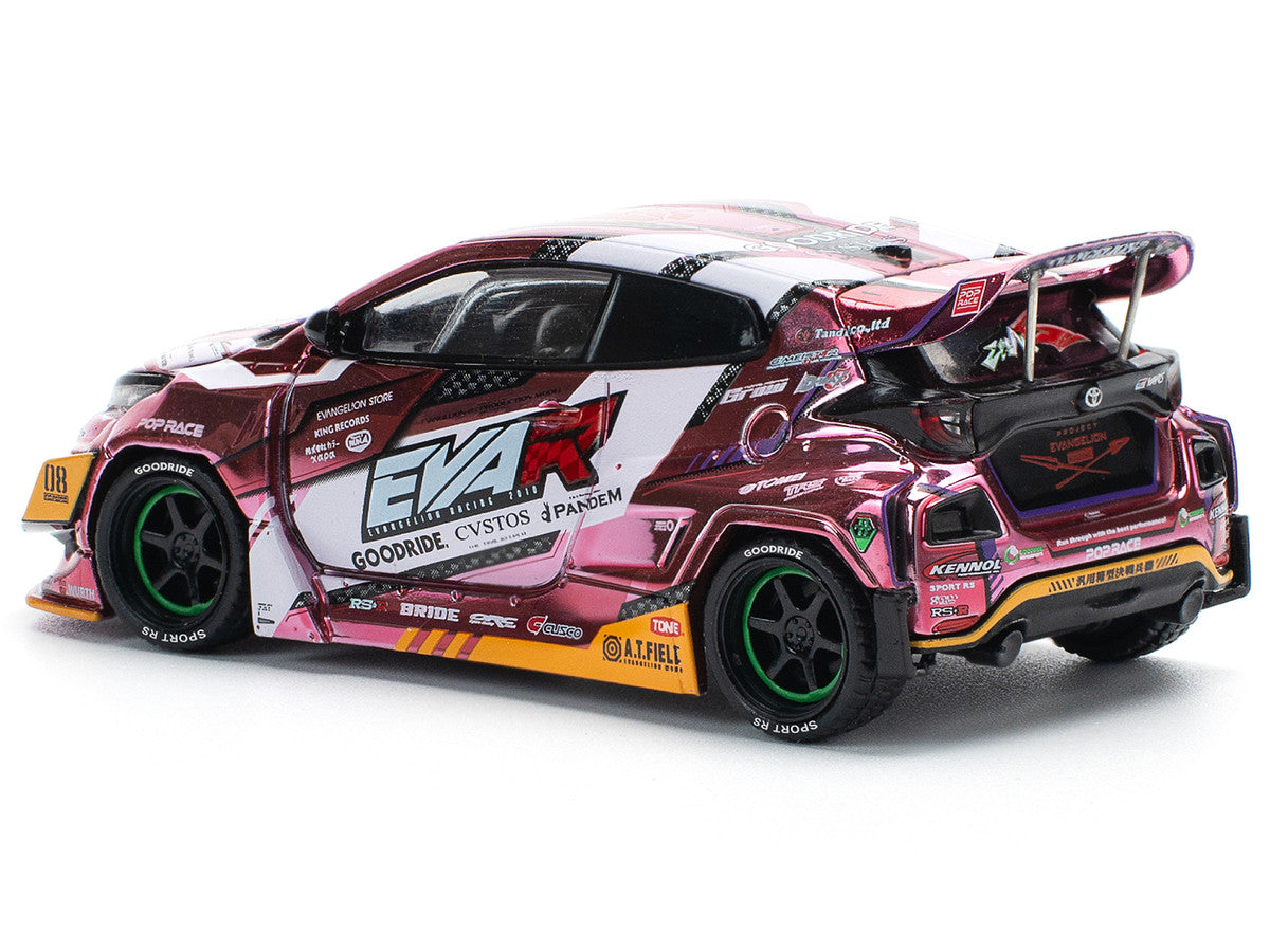 Toyota Goodride GR Yaris RHD (Right Hand Drive) "EVA RT Production Model-08" Pink Metallic with Graphics 1/64 Diecast Model Car by Pop Race-2