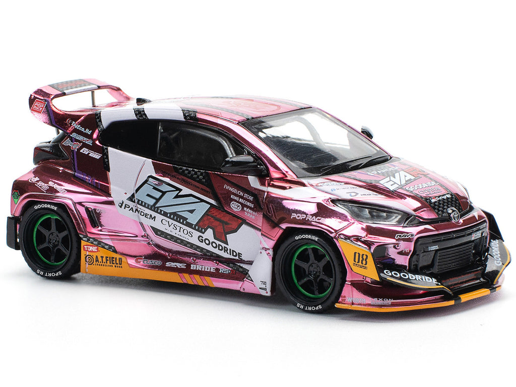 Toyota Goodride GR Yaris RHD (Right Hand Drive) "EVA RT Production Model-08" Pink Metallic with Graphics 1/64 Diecast Model Car by Pop Race-3