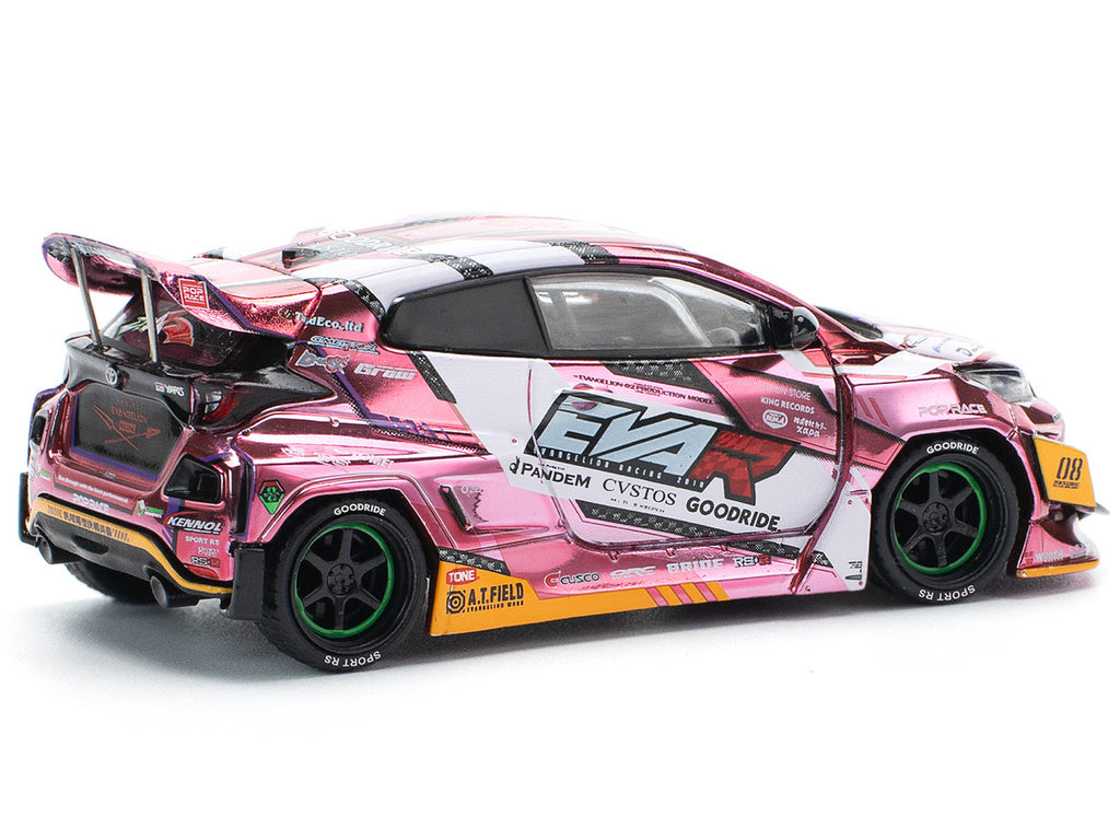 Toyota Goodride GR Yaris RHD (Right Hand Drive) "EVA RT Production Model-08" Pink Metallic with Graphics 1/64 Diecast Model Car by Pop Race-1