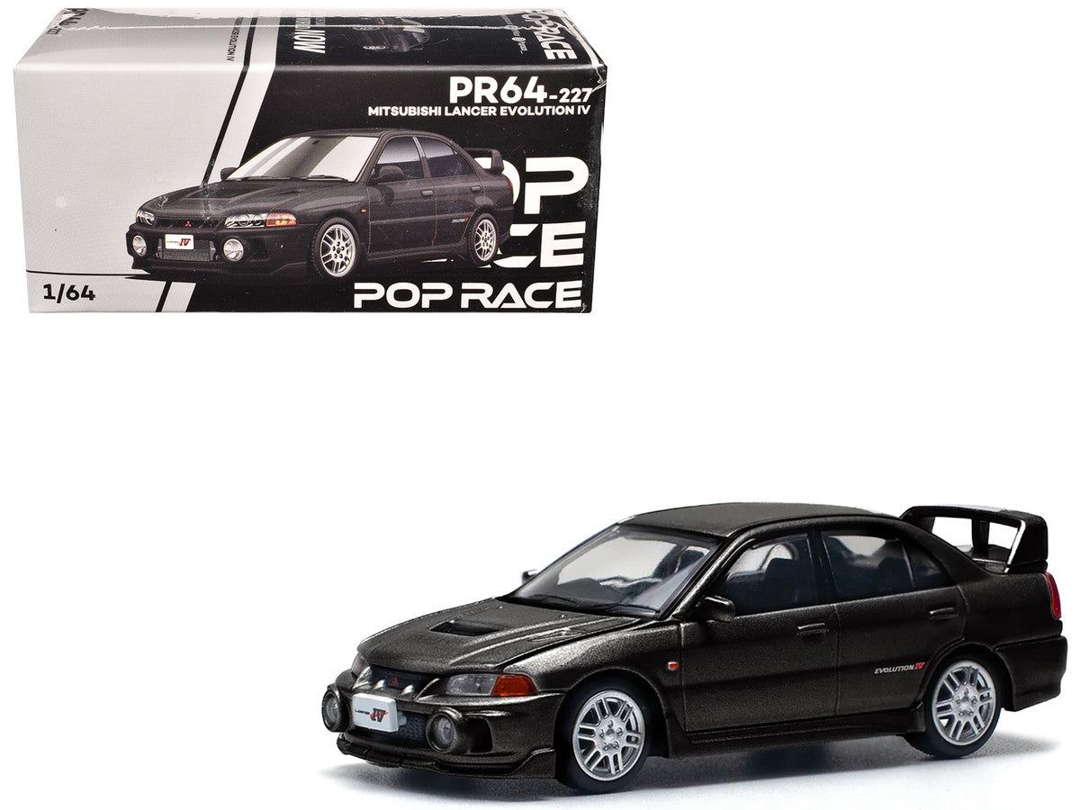 Mitsubishi Lancer Evolution IV RHD (Right Hand Drive) Pyrenees Black Pearl 1/64 Diecast Model Car by Pop Race-3