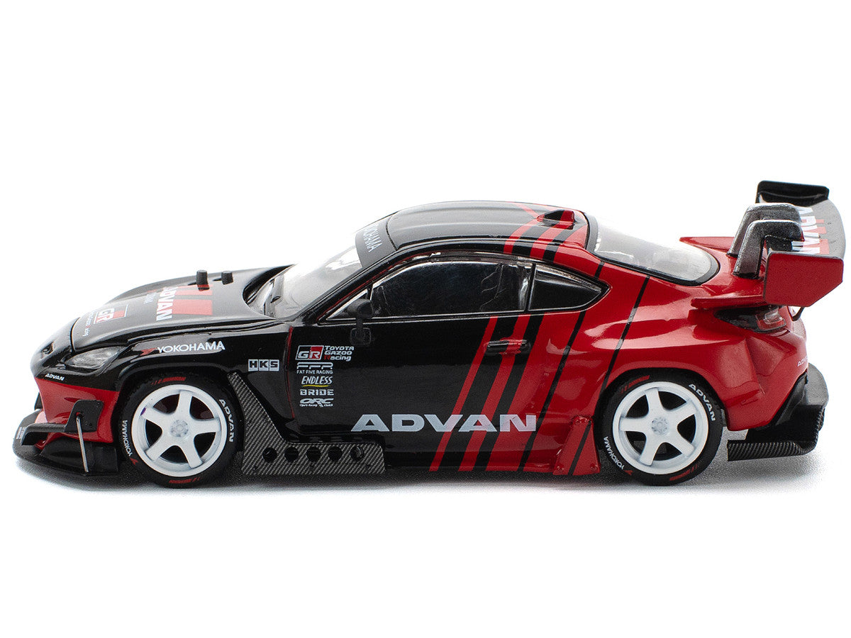 Toyota Pandem GR86 "Advan" Black and Red with Graphics 1/64 Diecast Model Car by Pop Race-3