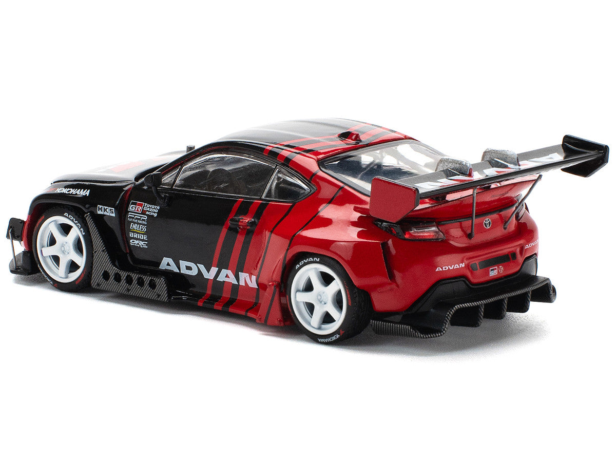 Toyota Pandem GR86 "Advan" Black and Red with Graphics 1/64 Diecast Model Car by Pop Race-1