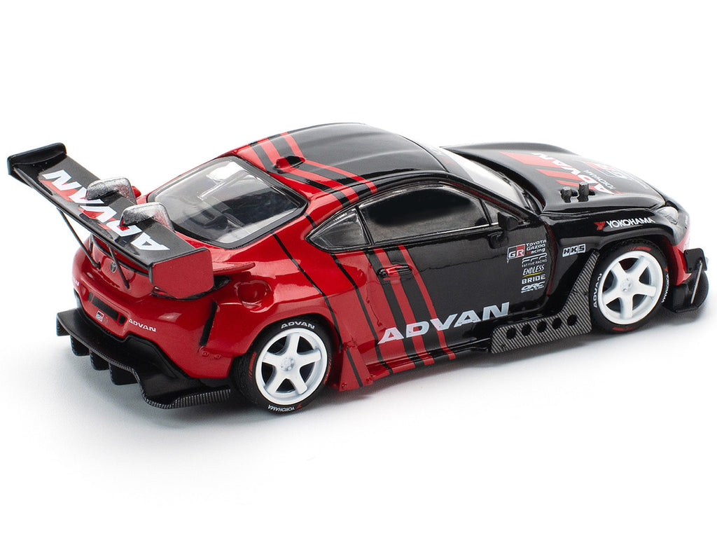 Toyota Pandem GR86 "Advan" Black and Red with Graphics 1/64 Diecast Model Car by Pop Race-2