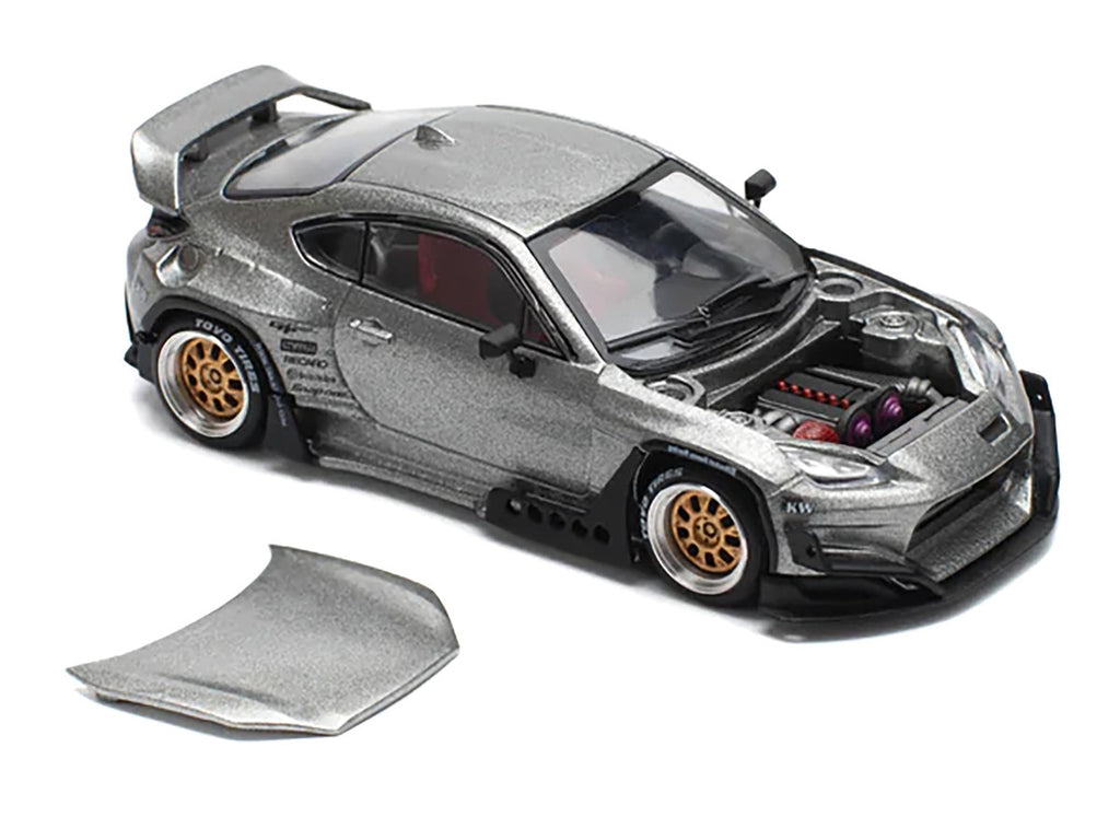 Toyota Pandem GR86 Silver Metallic 1/64 Diecast Model Car by Pop Race-2