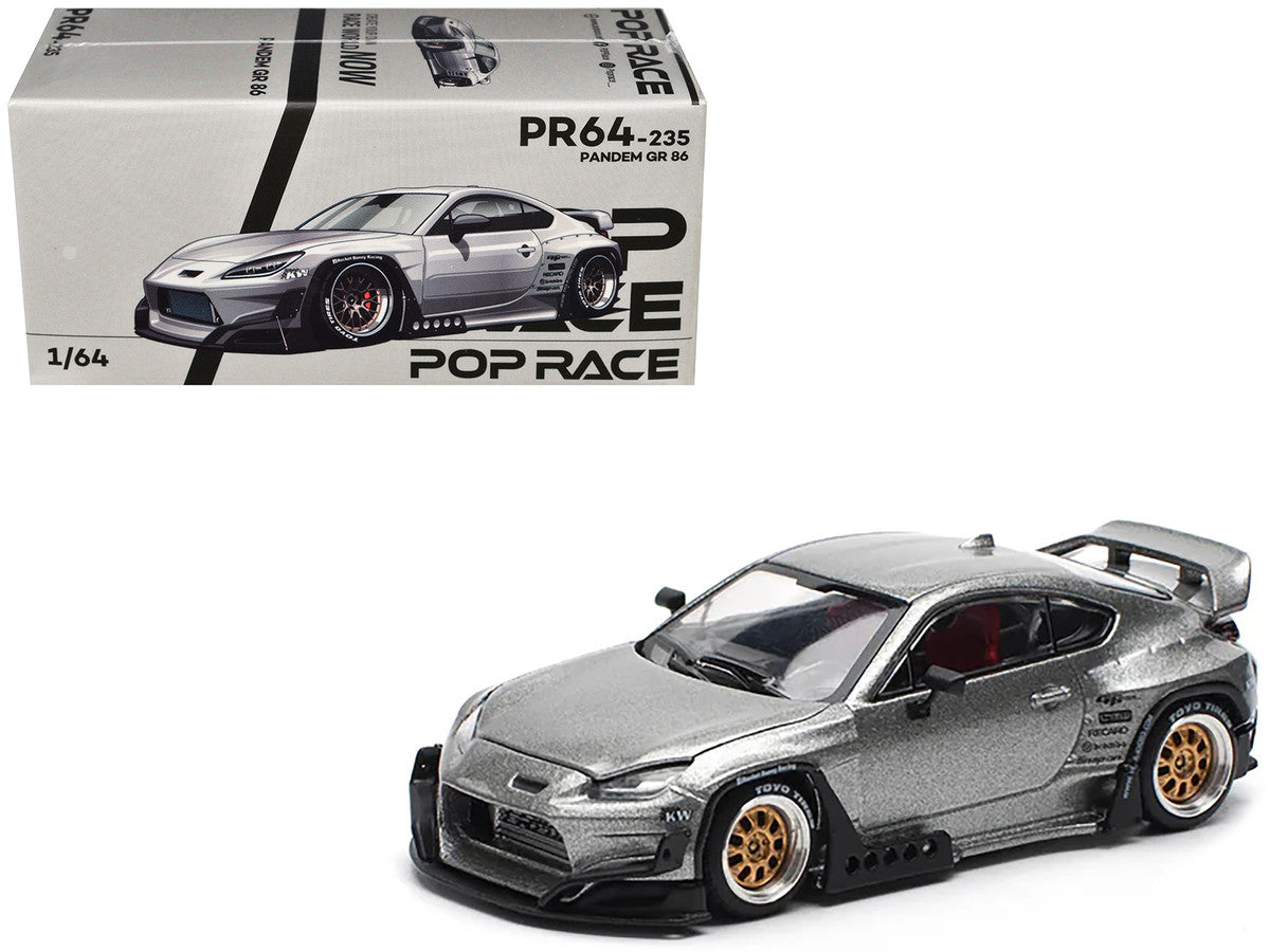 Toyota Pandem GR86 Silver Metallic 1/64 Diecast Model Car by Pop Race-3