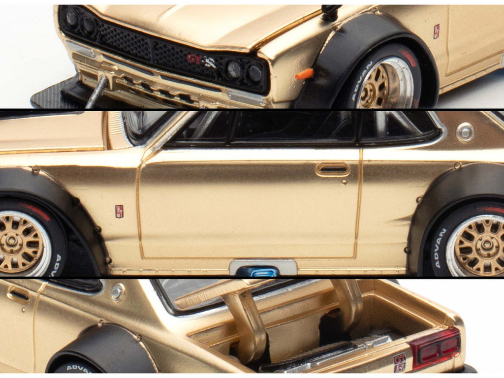 Skyline GT-R V8 Drift "Hakosuka" RHD (Right Hand Drive) Gold Metallic 1/64 Diecast Model Car by Pop Race-2