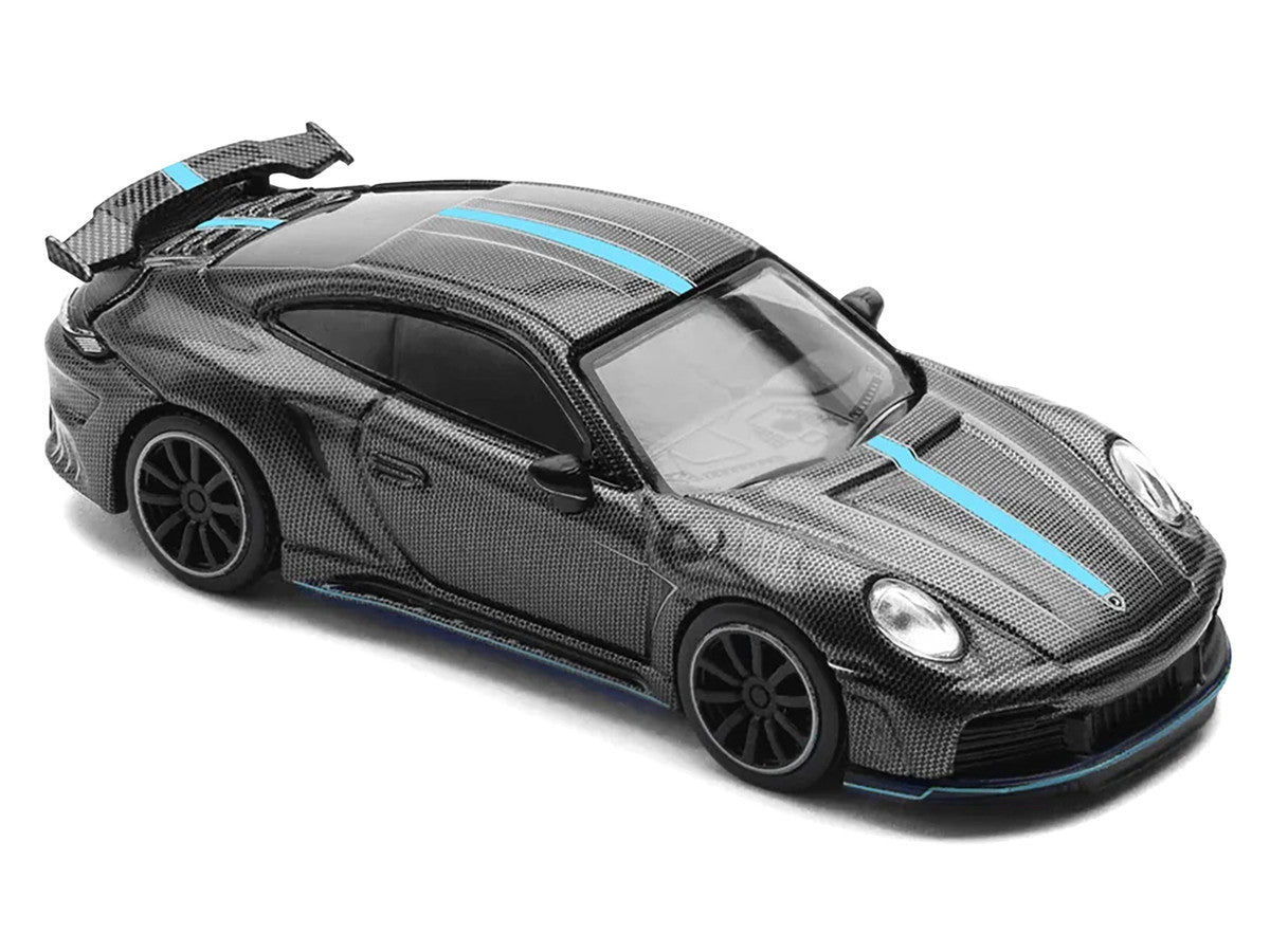 992 Stinger GTR Carbon Edition with Blue Stripe 1/64 Diecast Model Car by Pop Race-1