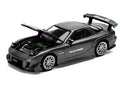 Mazda RX7 (FD) "RE Amemiya" Widebody RHD (Right Hand Drive) Gunmetal Gray Metallic with Carbon Hood 1/64 Diecast Model Car by Pop Race-0