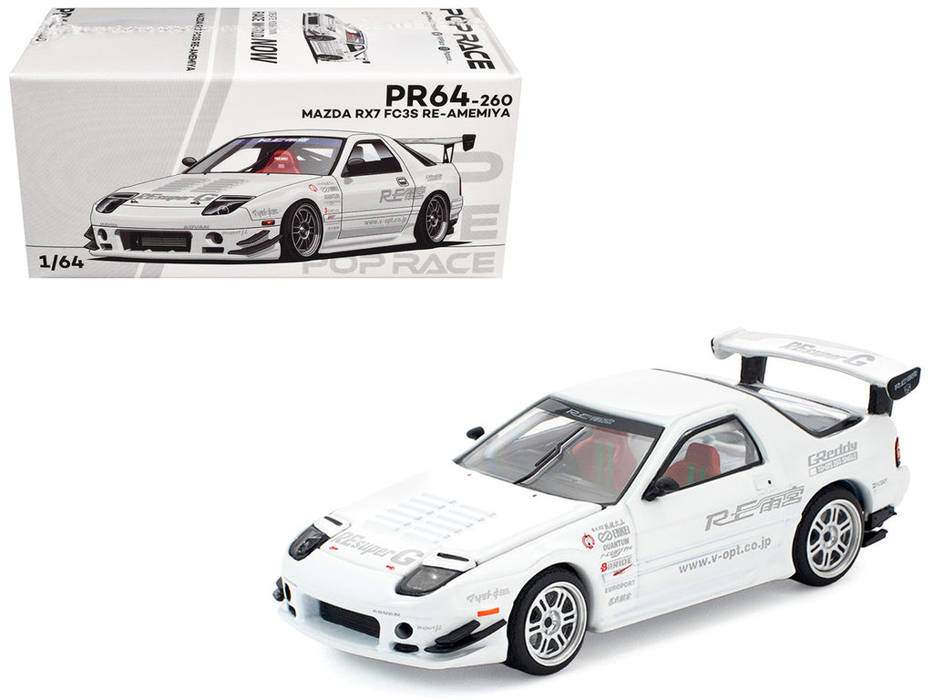 Mazda RX7 (FC3S) RE Amemiya RHD (Right Hand Drive) White 1/64 Diecast Model Car by Pop Race-4