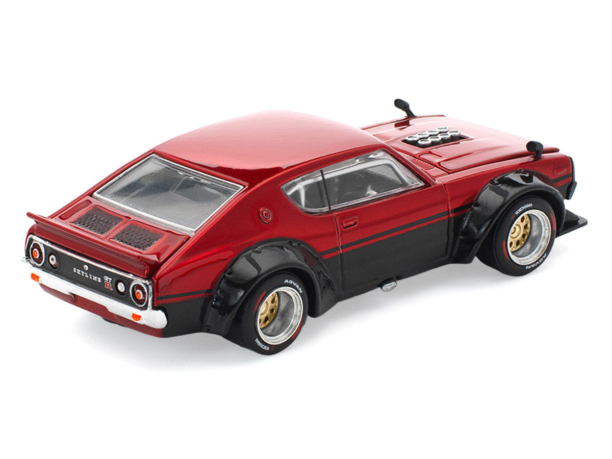 Skyline KPGC110 "Kenmeri" RHD (Right Hand Drive) Red Metallic and Black 1/64 Diecast Model Car by Pop Race-2