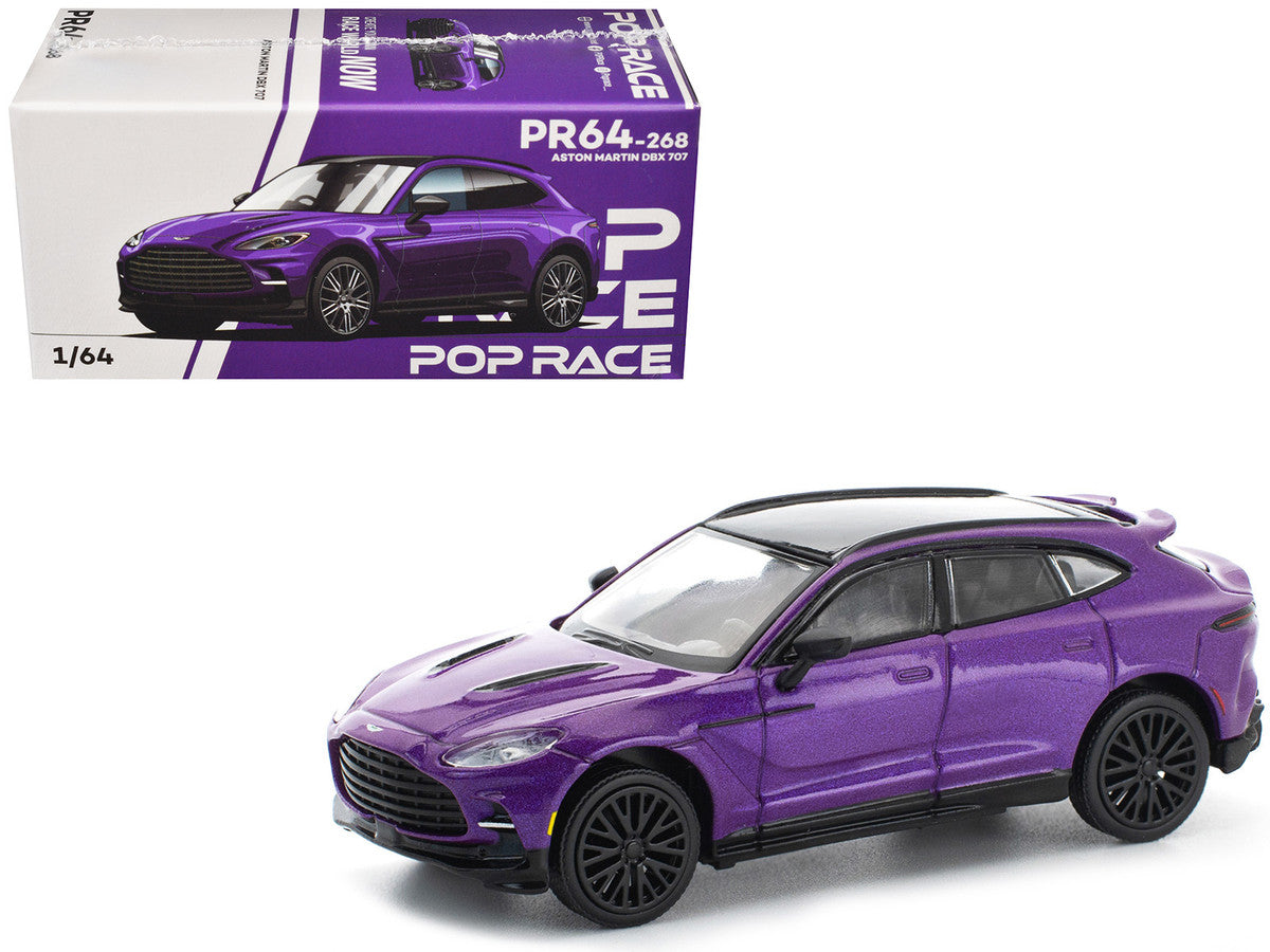 Aston Martin DBX 707 Storm Purple Metallic with Black Top 1/64 Diecast Model Car by Pop Race-4
