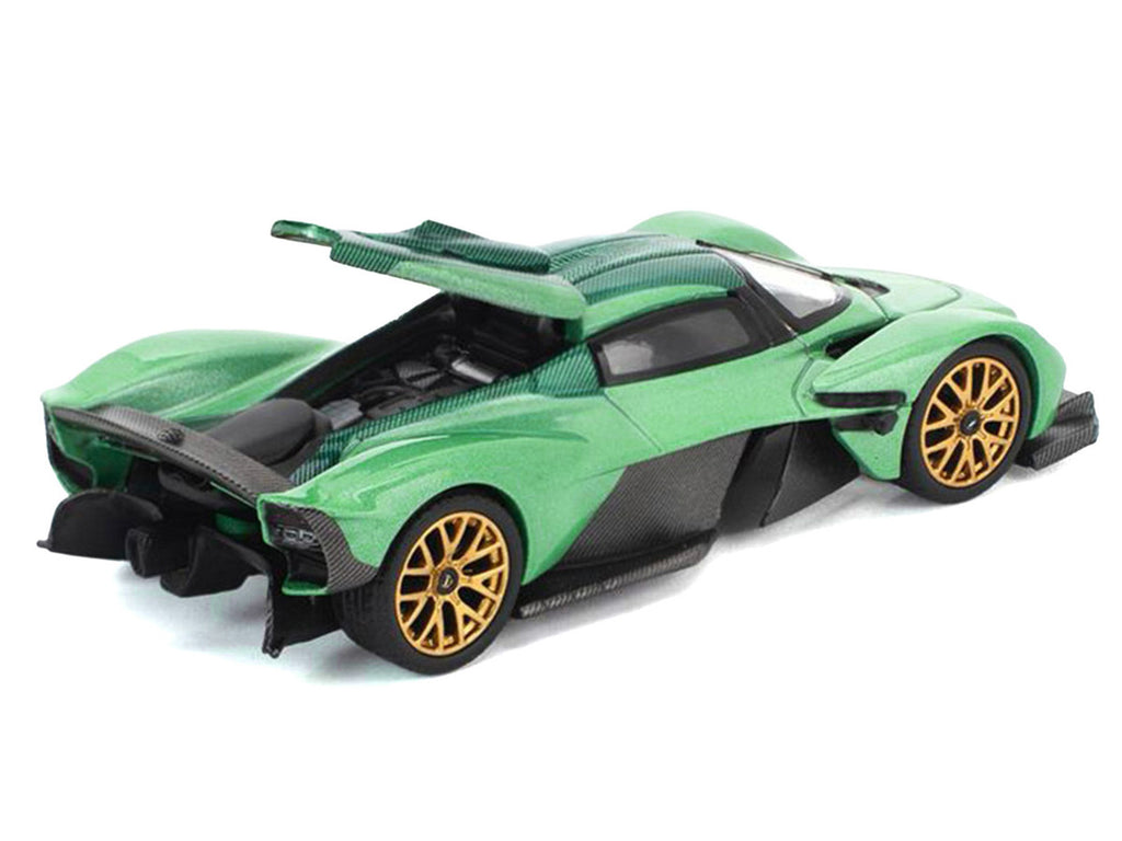 Aston Martin Valkyrie Iridescent Emerald Metallic with Green Carbon Top 1/64 Diecast Model Car by Pop Race-2