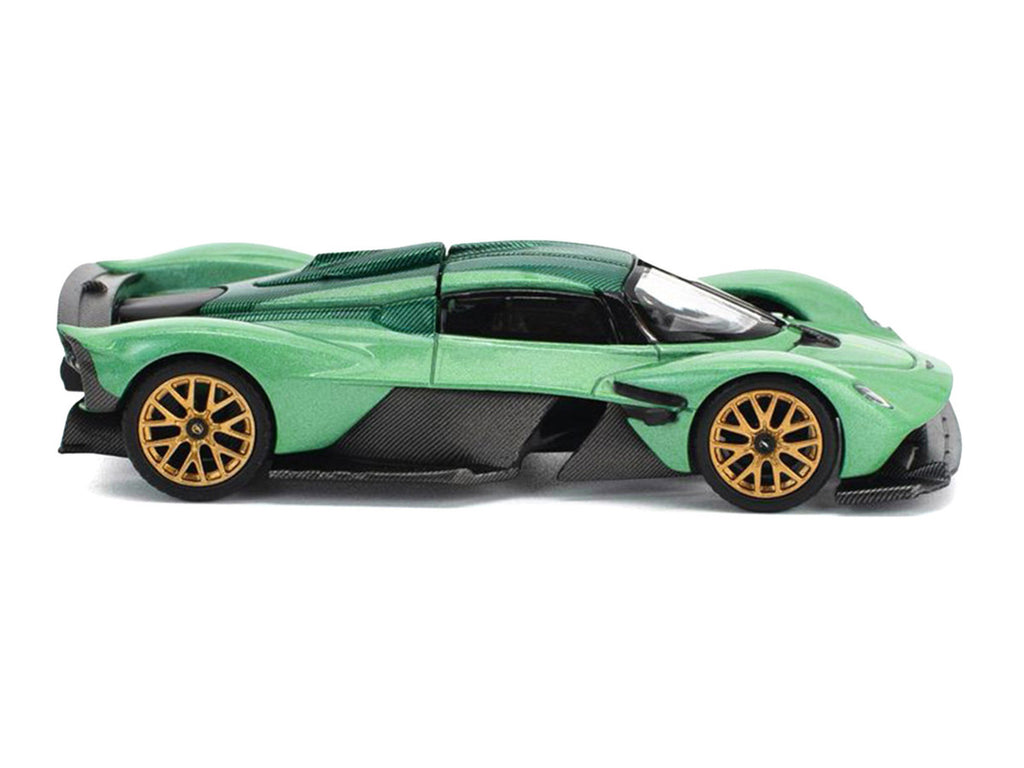 Aston Martin Valkyrie Iridescent Emerald Metallic with Green Carbon Top 1/64 Diecast Model Car by Pop Race-0