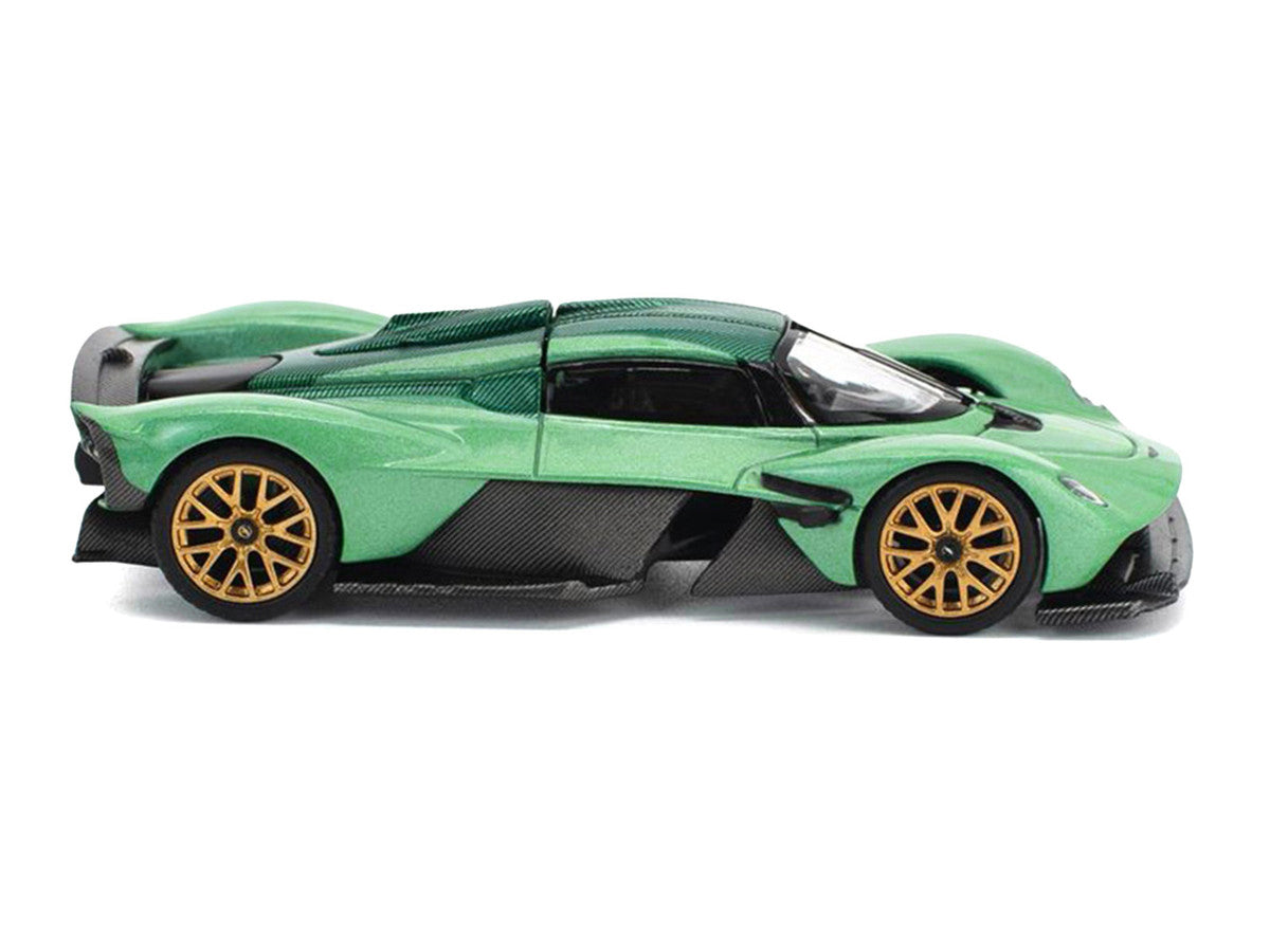 Aston Martin Valkyrie Iridescent Emerald Metallic with Green Carbon Top 1/64 Diecast Model Car by Pop Race-0