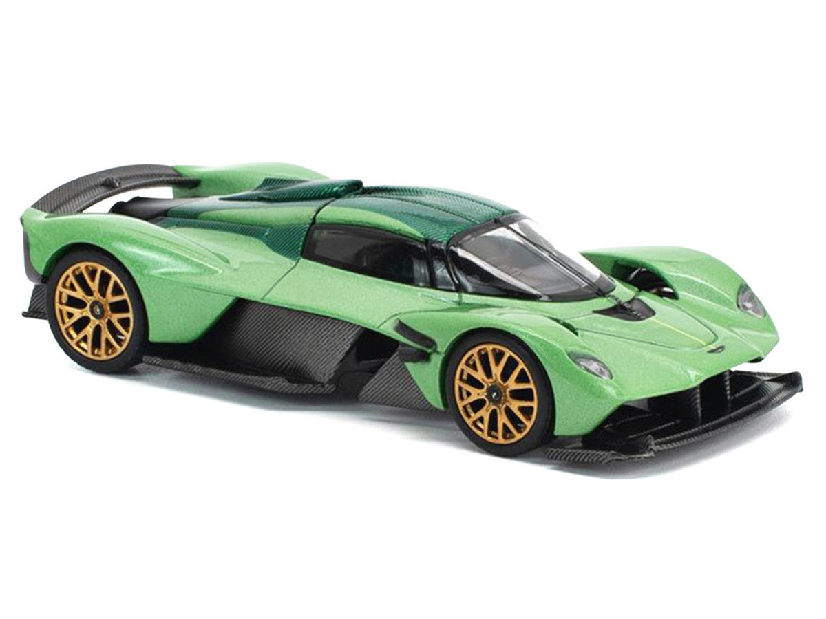 Aston Martin Valkyrie Iridescent Emerald Metallic with Green Carbon Top 1/64 Diecast Model Car by Pop Race-1