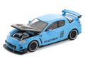 Mazda RX8 RE-Amemiya Widebody RHD (Right Hand Drive) Light Blue with Carbon Hood 1/64 Diecast Model Car by Pop Race-0