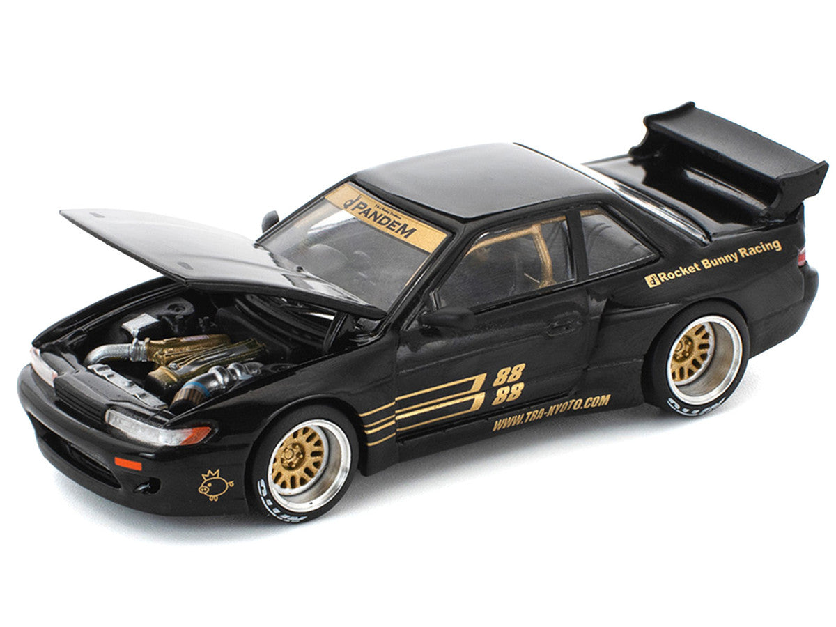 Pandem S13 RHD (Right Hand Drive) Black with Gold Accents 1/64 Diecast Model Car by Pop Race-2
