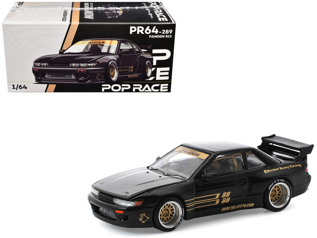 Pandem S13 RHD (Right Hand Drive) Black with Gold Accents 1/64 Diecast Model Car by Pop Race-4