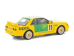 Skyline GT-R R32 RHD (Right Hand Drive) #11 Yellow with Green Graphics "Group A" (1993) 1/64 Diecast Model Car by Pop Race-1