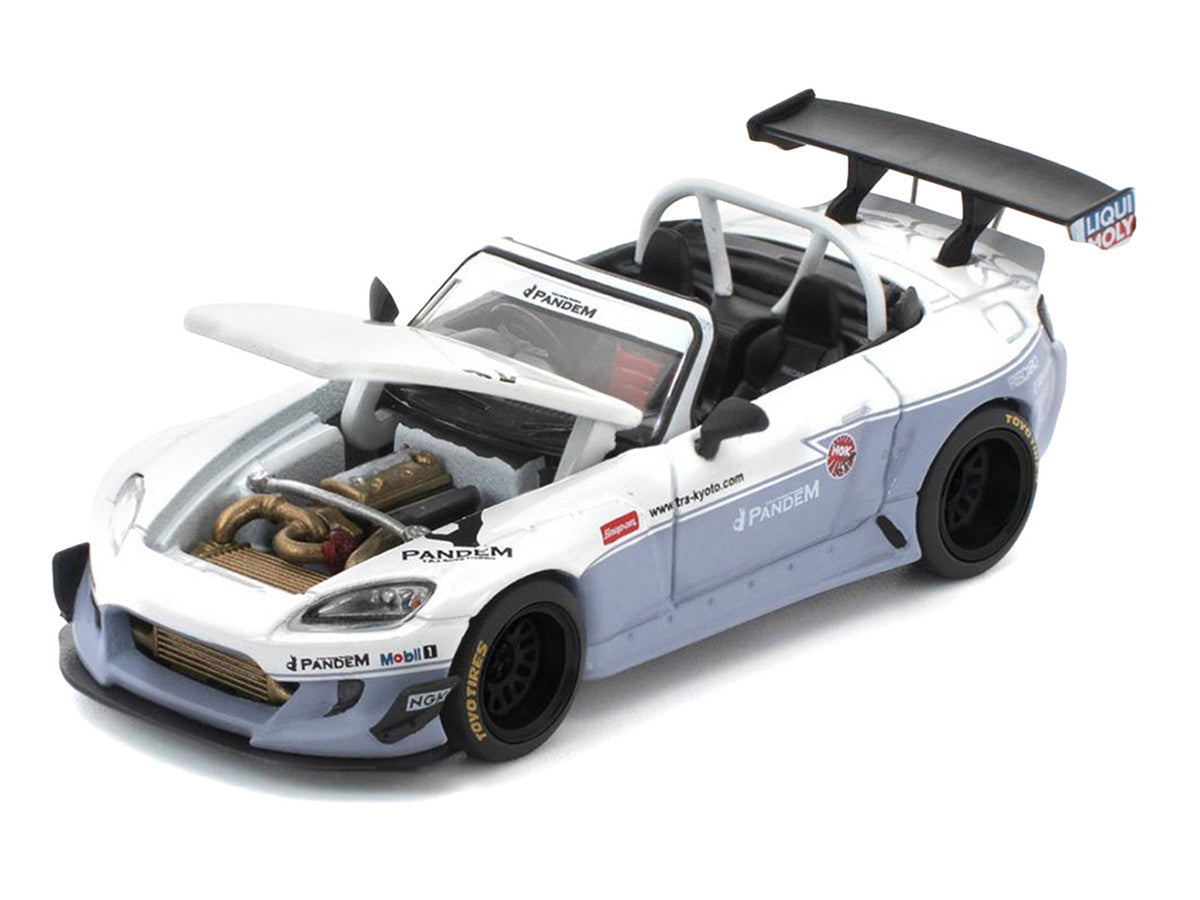 Honda Pandem S2000 RHD (Right Hand Drive) White and Blue Gray 1/64 Diecast Model Car by Pop Race-2