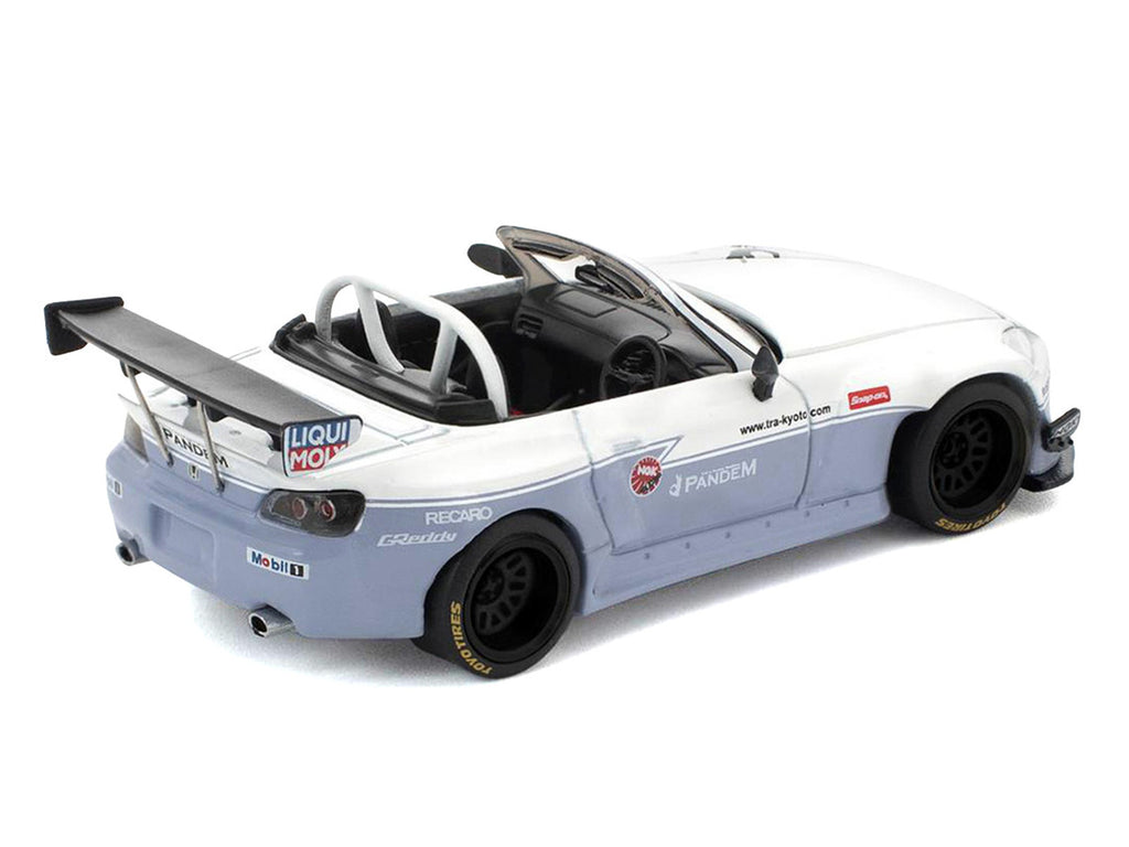 Honda Pandem S2000 RHD (Right Hand Drive) White and Blue Gray 1/64 Diecast Model Car by Pop Race-1