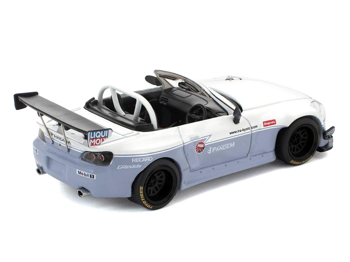 Honda Pandem S2000 RHD (Right Hand Drive) White and Blue Gray 1/64 Diecast Model Car by Pop Race-1