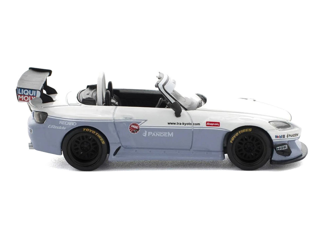 Honda Pandem S2000 RHD (Right Hand Drive) White and Blue Gray 1/64 Diecast Model Car by Pop Race-0