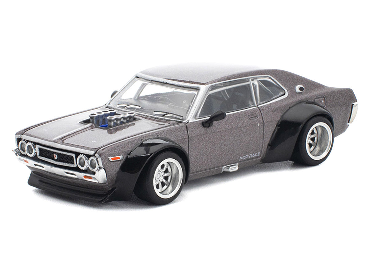 Datsun Laurel C130 RHD (Right Hand Drive) Gray Metallic 1/64 Diecast Model Car by Pop Race-1