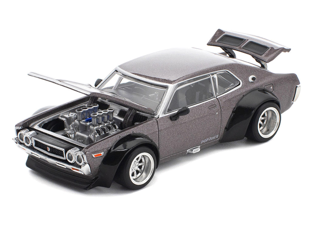 Datsun Laurel C130 RHD (Right Hand Drive) Gray Metallic 1/64 Diecast Model Car by Pop Race-2