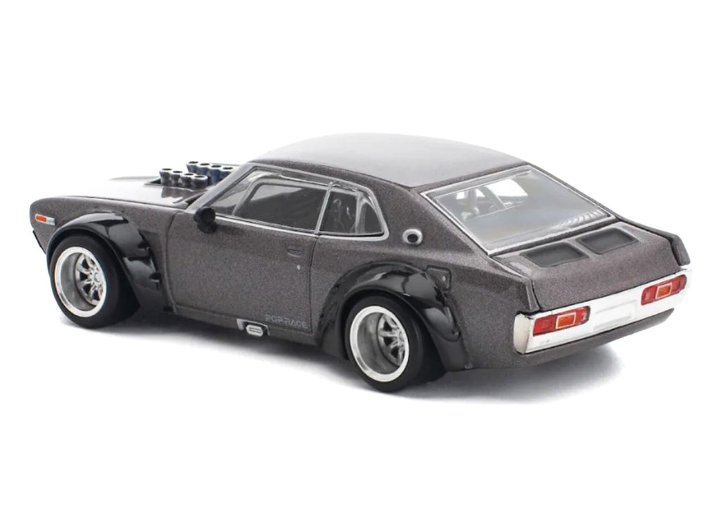 Datsun Laurel C130 RHD (Right Hand Drive) Gray Metallic 1/64 Diecast Model Car by Pop Race-4