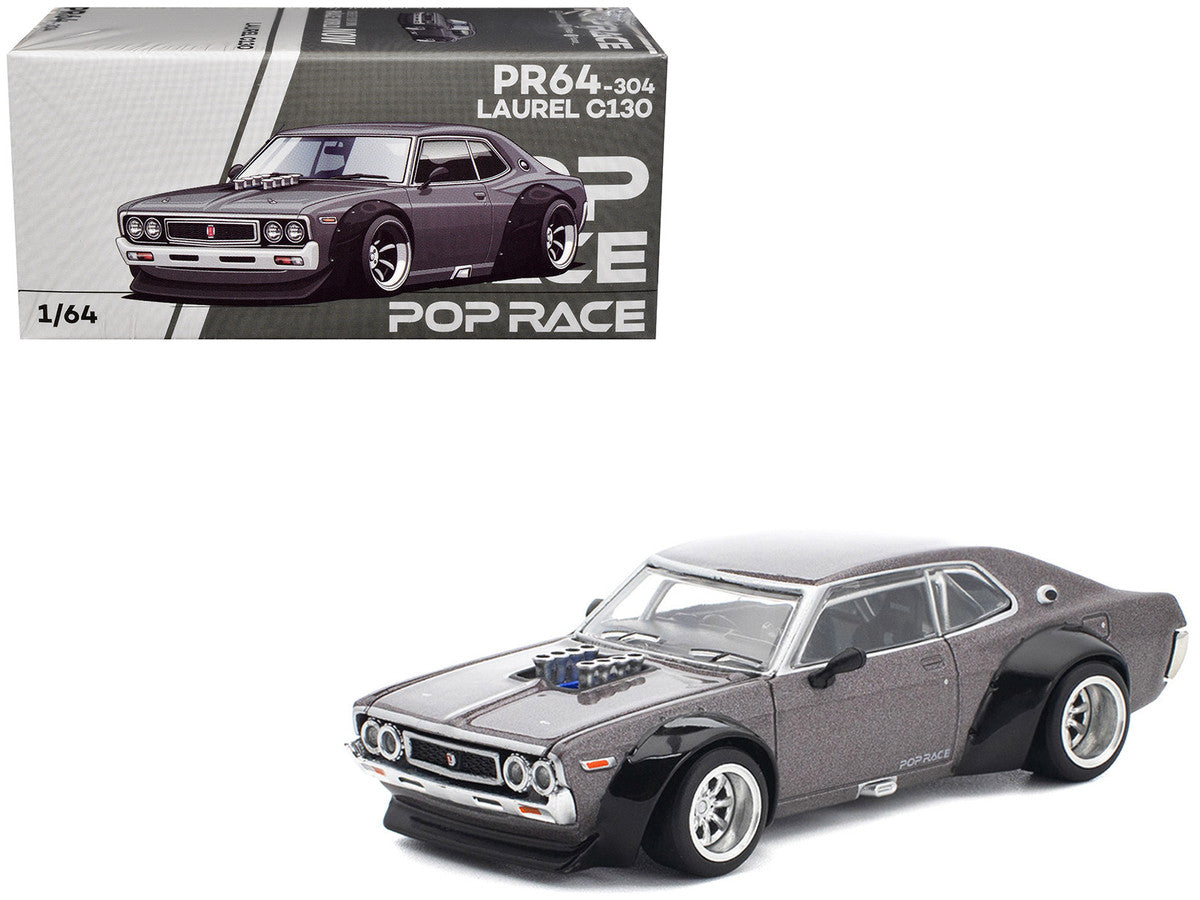Datsun Laurel C130 RHD (Right Hand Drive) Gray Metallic 1/64 Diecast Model Car by Pop Race-0