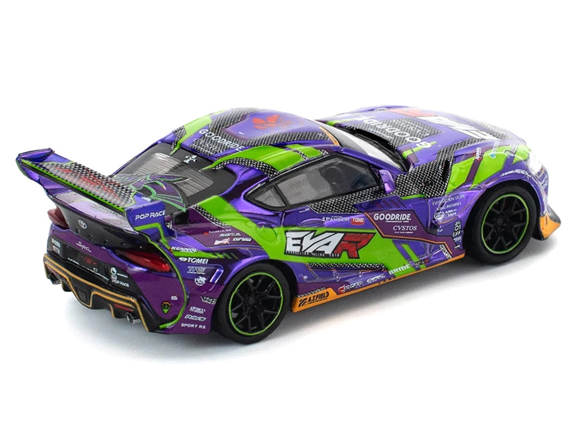 Toyota Pandem GR Supra RHD (Right Hand Drive) "EVA RT Test Type-01 GoodRide" Purple Metallic with Graphics 1/64 Diecast Model Car by Pop Race-0