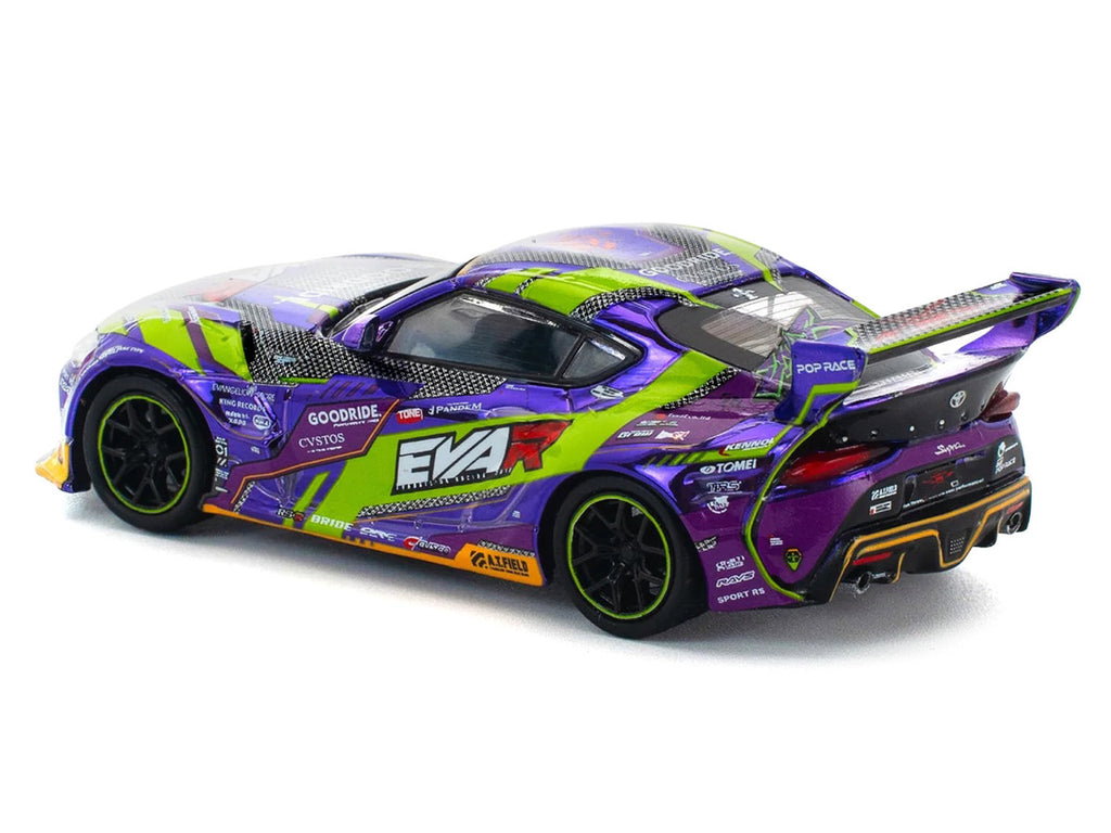 Toyota Pandem GR Supra RHD (Right Hand Drive) "EVA RT Test Type-01 GoodRide" Purple Metallic with Graphics 1/64 Diecast Model Car by Pop Race-2