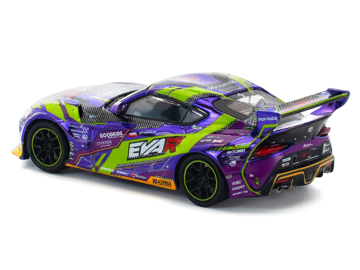Toyota Pandem GR Supra RHD (Right Hand Drive) "EVA RT Test Type-01 GoodRide" Purple Metallic with Graphics 1/64 Diecast Model Car by Pop Race-2