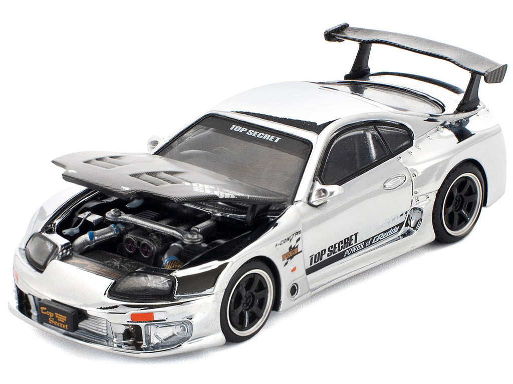 Toyota Supra "Top Secret" GT300 RHD (Right Hand Drive) Silver Chrome 1/64 Diecast Model Car by Pop Race-2