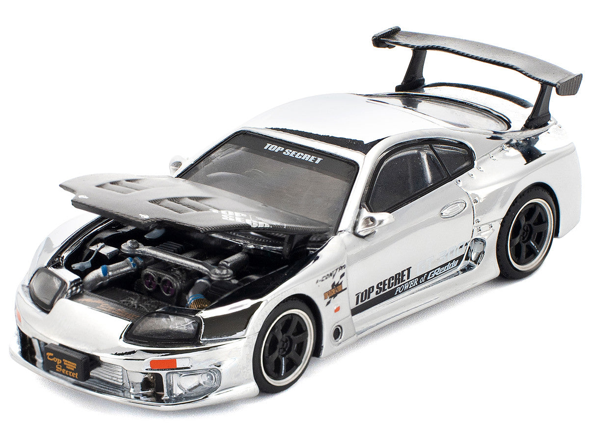 Toyota Supra "Top Secret" GT300 RHD (Right Hand Drive) Silver Chrome 1/64 Diecast Model Car by Pop Race-2