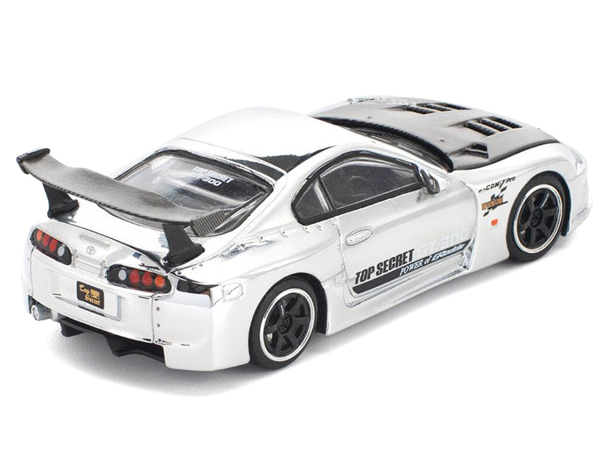 Toyota Supra "Top Secret" GT300 RHD (Right Hand Drive) Silver Chrome 1/64 Diecast Model Car by Pop Race-0